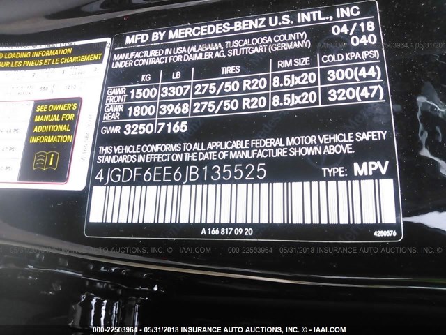 4JGDF6EE6JB135525 - 2018 MERCEDES-BENZ GLS 450 4MATIC BLACK photo 9