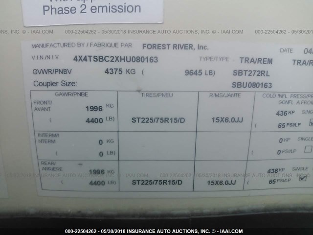 4X4TSBC2XHU080163 - 2017 FOREST RIVER HEMISPHERE LITE  棕色 照片 9