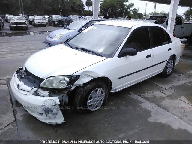 2HGES16315H628404 - 2005 HONDA CIVIC DX VP WHITE photo 2