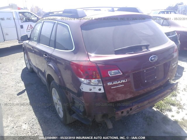 4S4BRBKC8C3209678 - 2012 SUBARU OUTBACK 2.5I LIMITED BURGUNDY photo 3