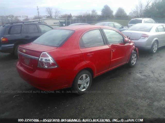 KL1TD5DE8BB151493 - 2011 CHEVROLET AVEO LS/LT RED photo 4