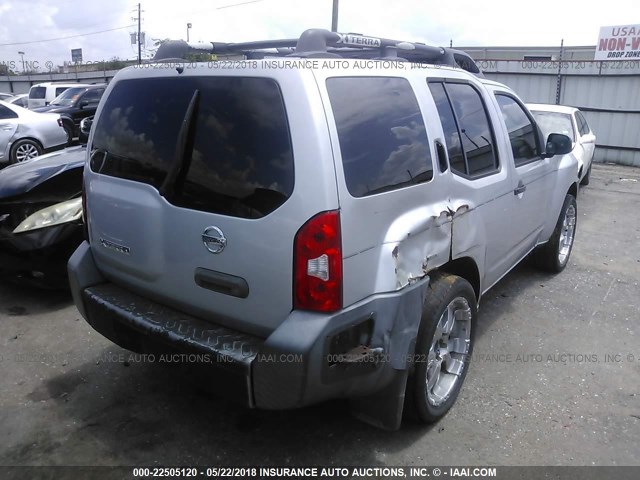 5N1AN08U26C508700 - 2006 NISSAN XTERRA OFF ROAD/S/SE SILVER photo 4