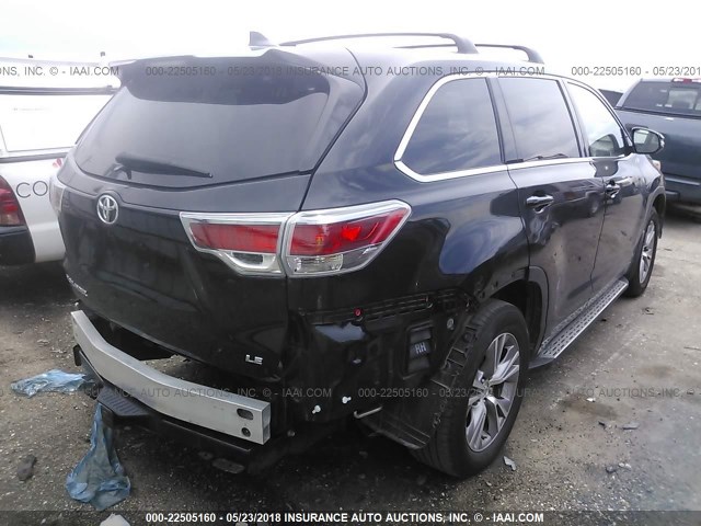 5TDZKRFH4ES030951 - 2014 TOYOTA HIGHLANDER LE/LE PLUS შავი ფოტო 4