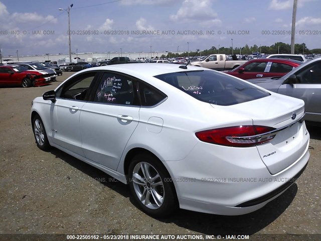 3FA6P0LU7JR208680 - 2018 FORD FUSION SE HYBRID WHITE photo 3