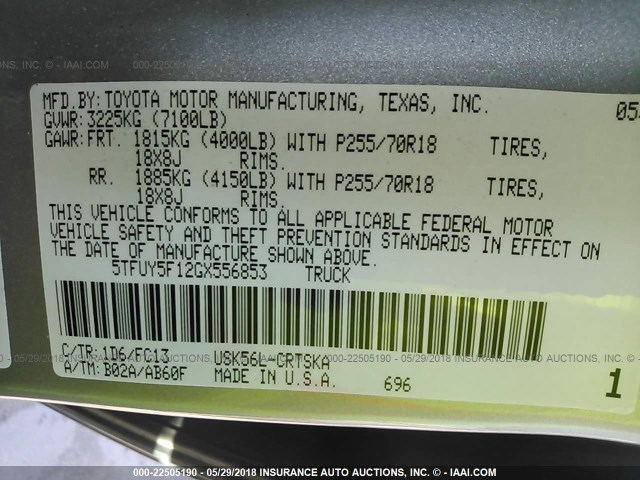 5TFUY5F12GX556853 - 2016 TOYOTA TUNDRA DOUBLE CAB SR/SR5 SILVER photo 9