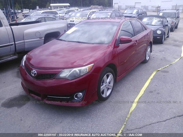 4T1BF1FK8EU750067 - 2014 TOYOTA CAMRY L/SE/LE/XLE RED photo 2