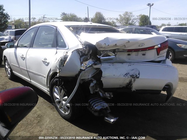 KMHFC46F87A211628 - 2007 HYUNDAI AZERA SE/LIMITED WHITE photo 3