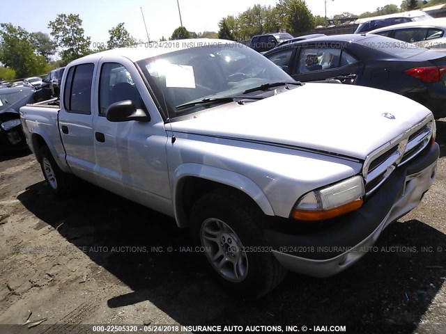 1D7HL38N64S789377 - 2004 DODGE DAKOTA QUAD SPORT SILVER photo 1