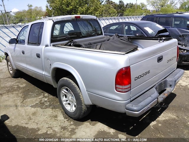 1D7HL38N64S789377 - 2004 DODGE DAKOTA QUAD SPORT SILVER photo 3