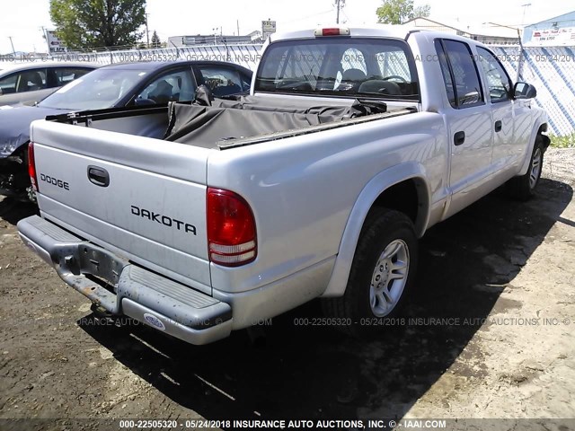 1D7HL38N64S789377 - 2004 DODGE DAKOTA QUAD SPORT SILVER photo 4