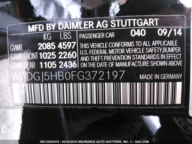 WDDGJ5HB0FG372197 - 2015 MERCEDES-BENZ C 350 BLACK photo 9