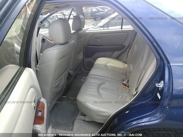 JTJHF10UX30310703 - 2003 LEXUS RX 300 BLUE photo 8