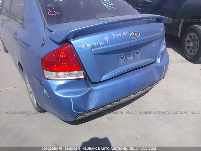 KNAFE121075000078 - 2007 KIA SPECTRA EX/LX BLUE photo 6