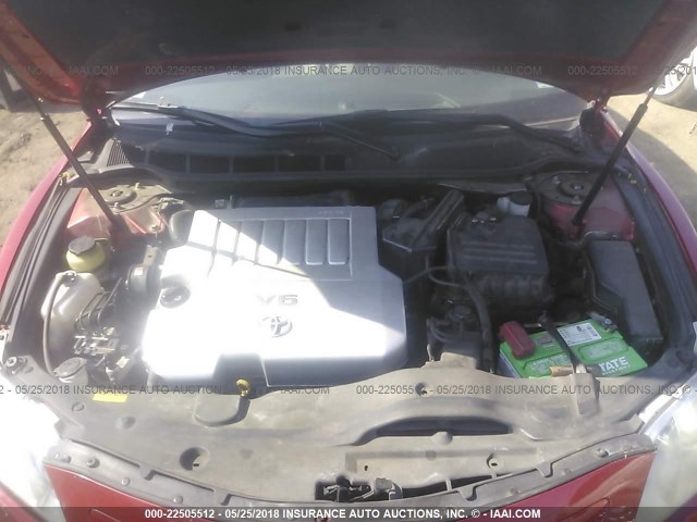 4T1BK46K27U045507 - 2007 TOYOTA CAMRY NEW GENERAT LE/XLE/SE RED photo 10
