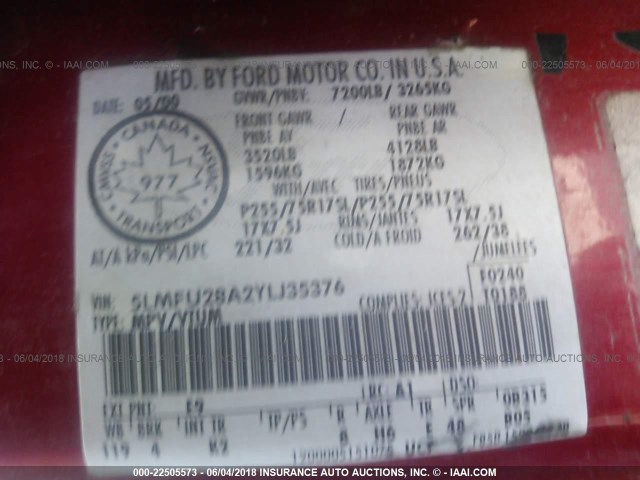 5LMFU28A2YLJ35376 - 2000 LINCOLN NAVIGATOR BEIGE photo 9