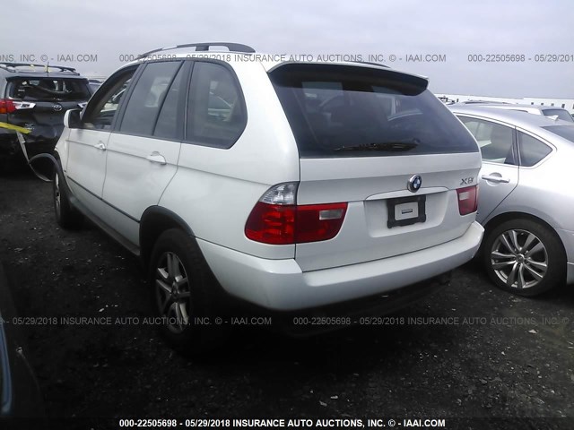 5UXFA13555LY16887 - 2005 BMW X5 3.0I WHITE photo 3