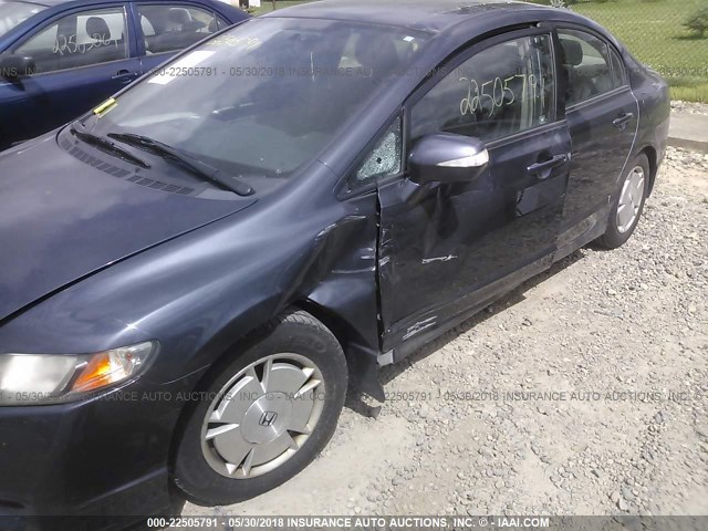 JHMFA36209S008147 - 2009 HONDA CIVIC HYBRID GRAY photo 6