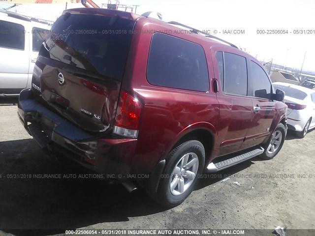 5N1BA08D98N620398 - 2008 NISSAN ARMADA SE/LE RED photo 4