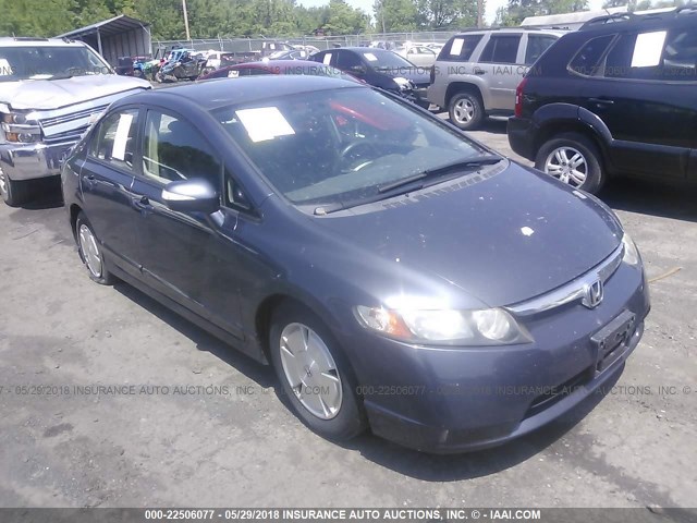 JHMFA36287S017918 - 2007 HONDA CIVIC HYBRID BLUE photo 1