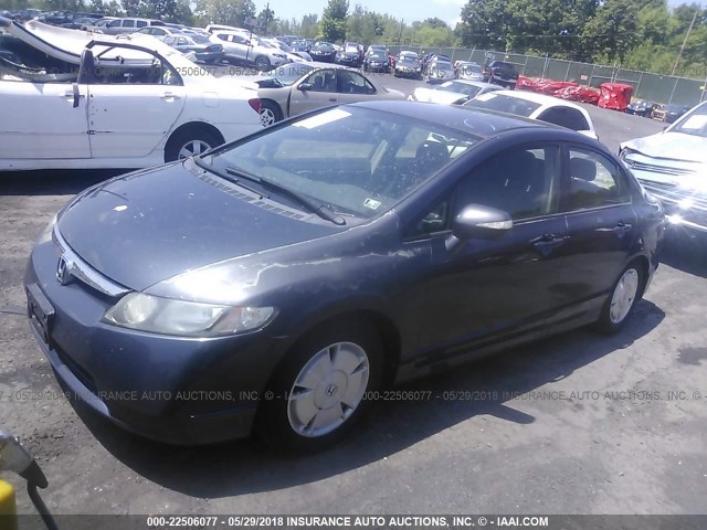 JHMFA36287S017918 - 2007 HONDA CIVIC HYBRID BLUE photo 2