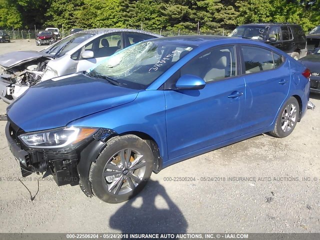 KMHD84LF8HU383459 - 2017 HYUNDAI ELANTRA SE/VALUE/LIMITED BLUE photo 2