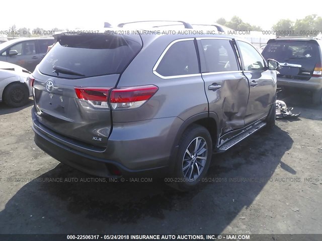 5TDKZRFH7HS520009 - 2017 TOYOTA HIGHLANDER SE/XLE BROWN photo 4