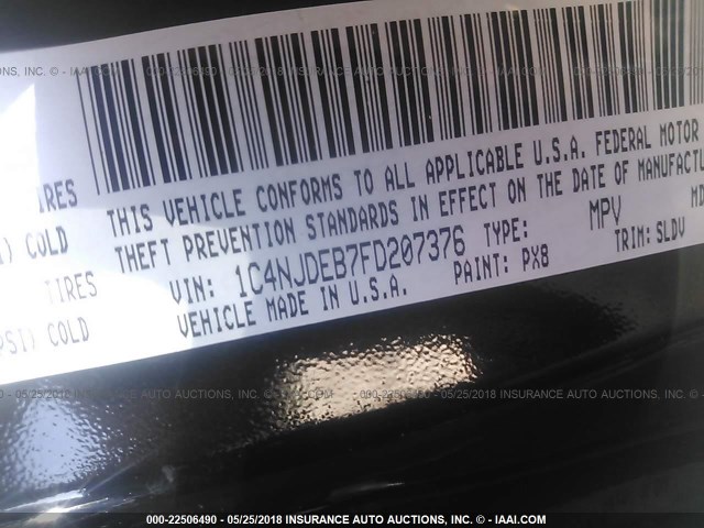 1C4NJDEB7FD207376 - 2015 JEEP COMPASS LATITUDE შავი ფოტო 9