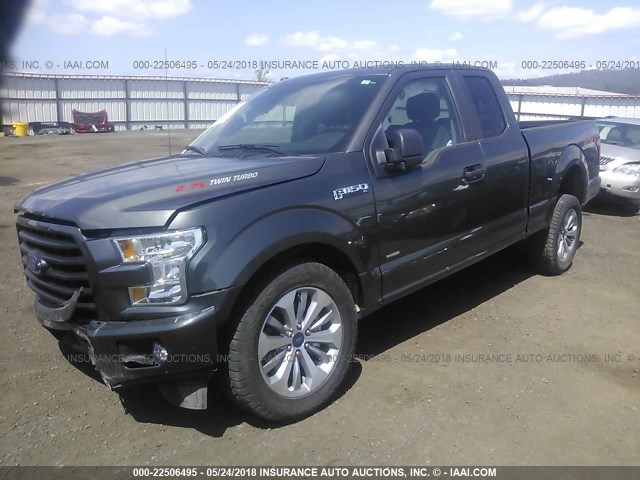 1FTEX1EP2HKE21909 - 2017 FORD F150 SUPER CAB GRAY photo 2