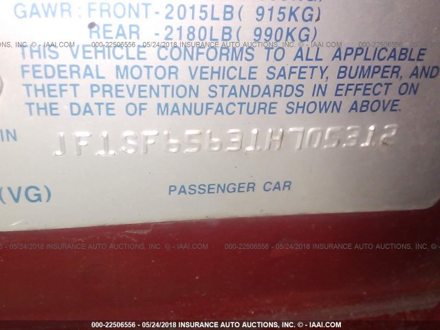 JF1SF65631H705312 - 2001 SUBARU FORESTER S RED photo 9
