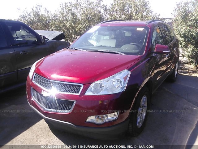 1GNKRGED4BJ362324 - 2011 CHEVROLET TRAVERSE LT RED photo 2