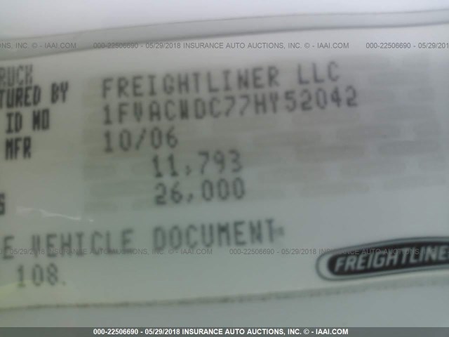 1FVACWDC77HY52042 - 2007 FREIGHTLINER M2 106 MEDIUM DUTY WHITE photo 10