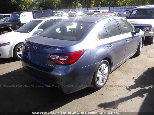 4S3BNBA61G3027869 - 2016 SUBARU LEGACY 2.5I BLUE photo 4