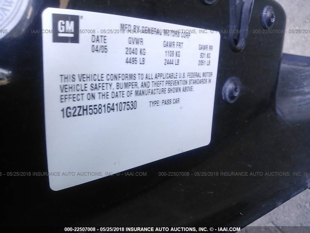 1G2ZH558164107530 - 2006 PONTIAC G6 GT შავი ფოტო 9