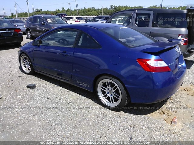 2HGFG21517H704288 - 2007 HONDA CIVIC SI BLUE photo 3