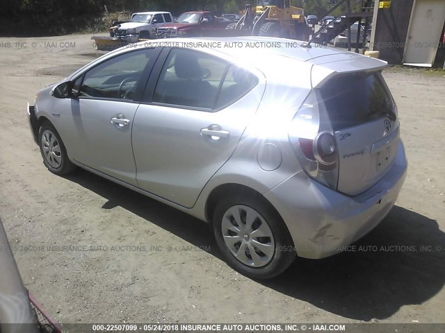 JTDKDTB35D1550090 - 2013 TOYOTA PRIUS C SILVER photo 3