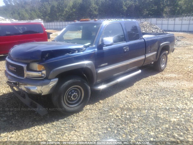 1GTGK29U3YE148944 - 2000 GMC NEW SIERRA K2500 BLUE photo 2