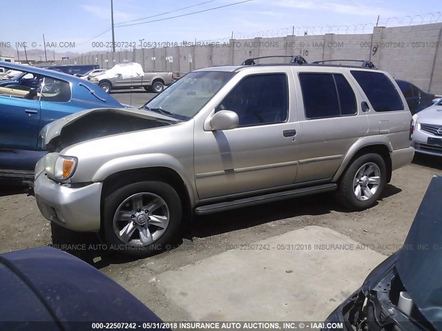 JN8DR09X62W659132 - 2002 NISSAN PATHFINDER LE/SE TAN photo 2