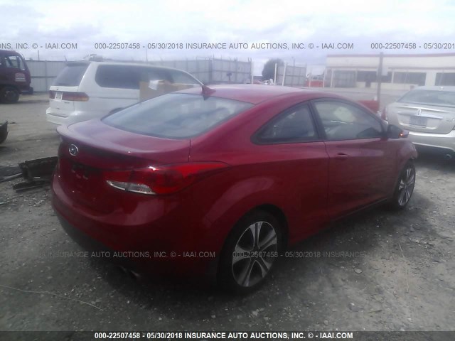 KMHDH6AE7DU012647 - 2013 HYUNDAI ELANTRA COUPE GS/SE RED photo 4