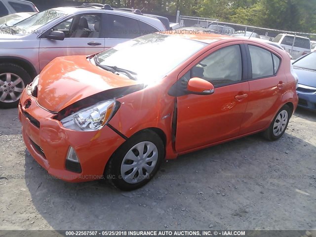 JTDKDTB34C1004668 - 2012 TOYOTA PRIUS C ORANGE photo 2