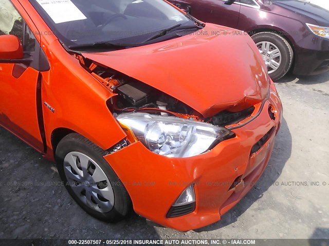 JTDKDTB34C1004668 - 2012 TOYOTA PRIUS C ORANGE photo 6