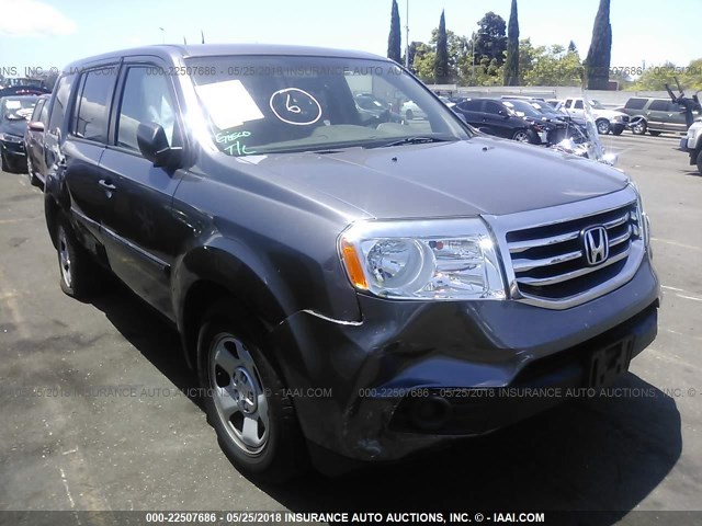 5FNYF3H28EB019042 - 2014 HONDA PILOT LX GRAY photo 1