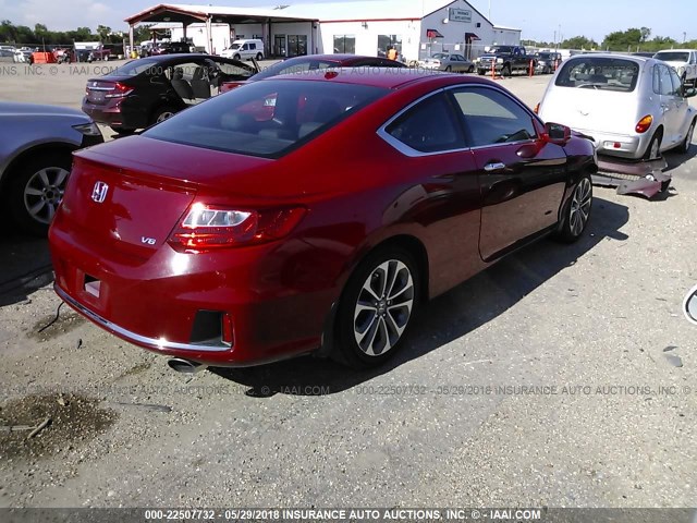 1HGCT2B84DA013211 - 2013 HONDA ACCORD EXL RED photo 4