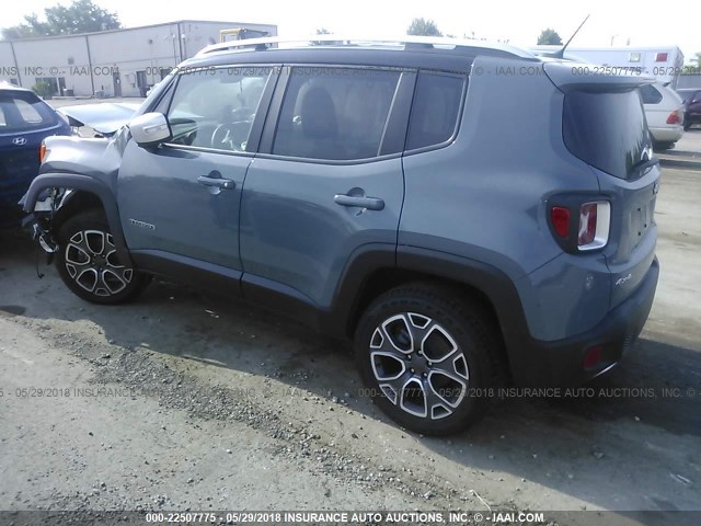 ZACCJBDB8HPE72440 - 2017 JEEP RENEGADE LIMITED GREEN photo 3