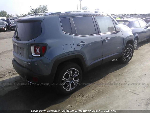 ZACCJBDB8HPE72440 - 2017 JEEP RENEGADE LIMITED GREEN photo 4