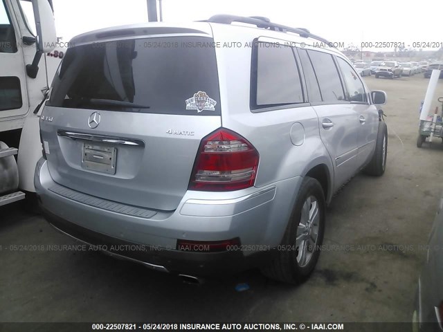 4JGBF71E78A426831 - 2008 MERCEDES-BENZ GL 450 4MATIC SILVER photo 4