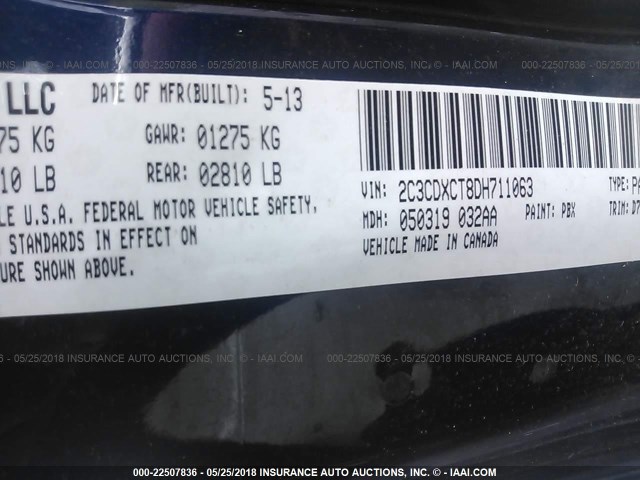 2C3CDXCT8DH711063 - 2013 DODGE CHARGER R/T BLUE photo 9