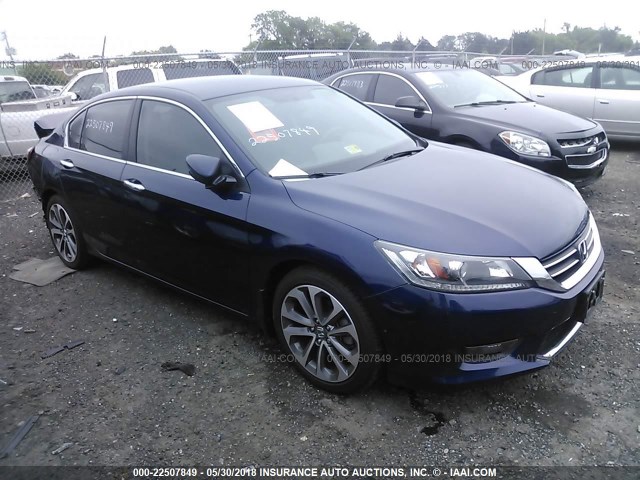 1HGCR2F52FA134630 - 2015 HONDA ACCORD SPORT BLUE photo 1