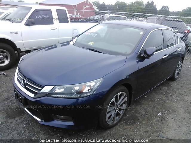 1HGCR2F52FA134630 - 2015 HONDA ACCORD SPORT BLUE photo 2