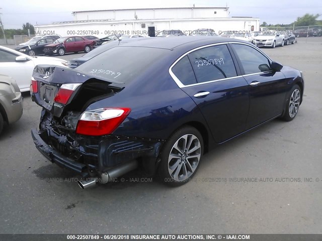 1HGCR2F52FA134630 - 2015 HONDA ACCORD SPORT 蓝色 照片 4