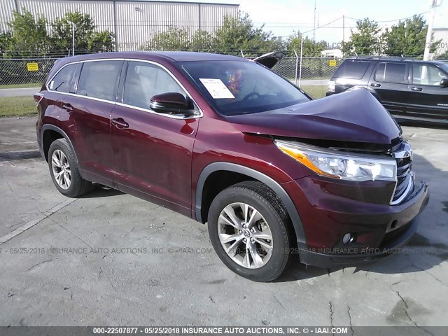 5TDZKRFH0GS160115 - 2016 TOYOTA HIGHLANDER LE/LE PLUS მუქწითელი ფოტო 1